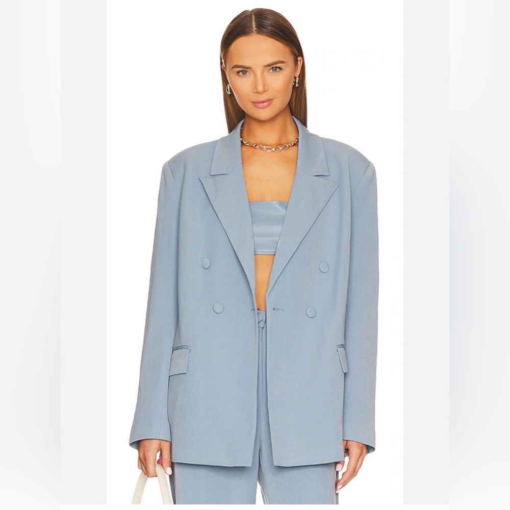 WeWoreWhat oversized double breasted lined blazer, button detail, shoulder pads - Picture 1 of 9